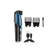 Vacuum Beard Trimmer for Men Rechargeable Mustache Electric Shaver-Blue