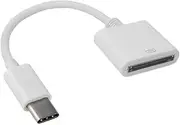 for Apple 30pin Female to USB 3.1 Type-C USB-C Sync Data Charging Adapter Cable Cell Phone OTG Adapters USB Cables Accessories, White 30 Pin to USB C （21cm）