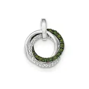 14K White Gold Green u0026 White Real Diamond Circles Pendant