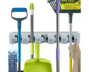 Broom Mop Holder, Wall Mount, Mop Holder, Mop and Broom Holder Organiser, Wall Rack Rake, Broom Mop Rack, Organiser Rail Wall Holder