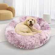 Luxury Soft Plush Pet Bed Warm Comfy Round Nest for Cats Dogs Non-Slip Purple 90cm Purple M:90x90x20cm