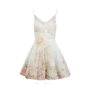 [Zimmermann] Zimmermann-White Memento Twist Front Linen And Silk Mini Dress-Donna 2 NUM