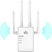 Yakiter WiFi Extender, 1200Mbps WiFi Booster, 5GHz & 2.4GHz Dual Band WiFi Repeater with 4 Antennas, Covers Up to 7000 Sq.Ft, Wireless Internet Repeater, 1-Key Setup (White)