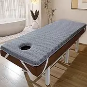 Grey,80 * 190cm T,Memory Foam Massage Bed Mattress Topper with Hole,Spa Massage Table Pad & Face Cradl,Massage Treatment Couch with Headrest and Elastic Bands, 5cm Thicken Non-Slip Lash Bed Cushion
