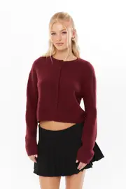 [Supré] Supré - Brydie Button Through Cardigan - Dark plum S DARK PLUM