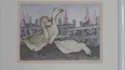 Framed Needle Treasures Cross Stitch TRIO OF GEESE - Birds 14” x 11”- JCA new