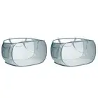 2pcs Collapsible Laundry Baskets, Mesh Laundry Hamper with Side Pocket Grey