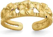 [JewelryWeb] 14k Yellow Gold Satin Plumeria toe ring-toe ring for Women