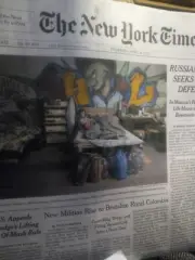 The New York Times Thursday April 21 2022. Russian Barrage Seeks To Weaken...