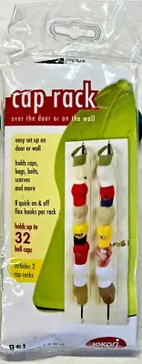 Baseball Hat/Cap Storage Rack Holds 32 Hats Over Door On Wall Flex Hooks New