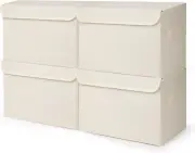 Large 22 Quart [4-Pack] Linen Fabric Foldable Storage Bin Cube Organizer Basket
