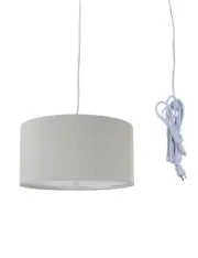 2 Light Swag Plug-In Pendant 14"w Textured Oatmeal with Diffuser, White Cord