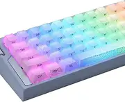 Mechkeeb Black White Ice Crack 123 Key Keycaps MDA Profile Shine Through PC Side Print Keycap Creative Novel Key Caps for MX Mechanical Keyboards (Ice Crack White)