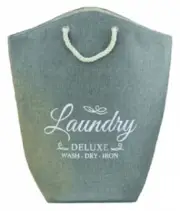 Urban Lines CAPRI LAUNDRY HAMPER 38x28x60cm Rope Handle, Textile Outer COAL