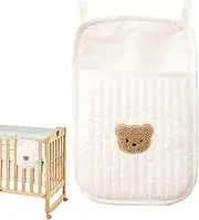Baby Crib Organizer | 2 Pockets Cradle Storage Bag,Nursery Storage Bedside Organizer, Bassinet Storage Attachment for Drool Bibs Diaper