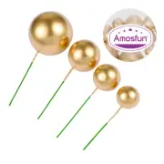 Golden Ball Cake Decoration Birthday Toppers Plastic Decorations