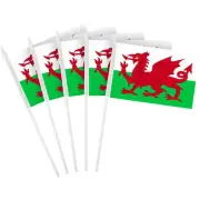 G128 24 Pack Handheld Wales Welsh Stick Flags 4x6 In Printed 150D Polyester