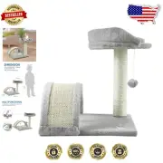 Luxury 17-Inch Grey Cat Tree Condo with Scratching Post & Toy - Indoor Playhouse