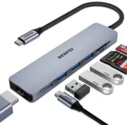 USB C HUB 7-In-1 with Hdmi(4K@60Hz,Certified), 100W Power Delivery, 3*USB 3.0...