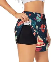 [GaxfjRu] Outer Space Planets Print Women's Running Shorts High Waisted Running Shorts Pocket Sporty Gym Elastic Short