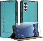 [JayModCase] Case for Samsung Galaxy A14 and Screen Protector, Premium Leather Flip Protective Case with Card Slots, Stand, Shockproof, Magnet, Mobile Phone Case for Samsung A14 - Green