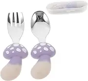 CONGARTENO Baby Training Utensils Set Silicone Short Handle Spoon Fork for Infants Newborn Feeding Spoon Toddler Short Handle Fork 1 Set