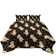 Cute Pattern of Dog Paw and Labrador Puppy Coverlet