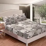 [Feelyou] Koala Bedding Sheets Queen Kawaii Koala Print Bedding Fitted Sheet for Kids Teens Adults Cartoon Bed Sheet Set Animal Bed Cover Room Decor 3Pcs,1 Fitted Sheet+2 Pillow Sham（No Flat Sheet）