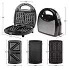 3-In-1 Electric Sandwich Maker Detachable Non-Stick Waffle and Plates, 750-Watts