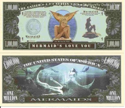 Mermaids Love You One Million Dollar Bills x 2 New Gift A World Under the Sea