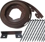 Garden Edge Landscape Edging Border No Dig, Mulch Border, Rubber Landscaping Edging, Flower Bed Edging Borders, Plastic Landscape Edging Kit, Yard Edging Borders (brown-66feet)