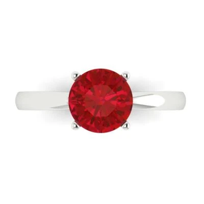 1.50 ct Round Cut Ruby Stone Wedding Promise Engagement Ring 14k White Real Gold