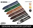 Alligator Crocodile Leather For BREGUET Watch Black Strap Band Clasp Buckle
