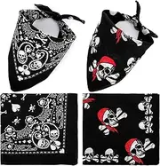 [SATINIOR] 2 Pcs Skull Paisley Bandana Unisex Bandana Scarf Black Headband Playing Card Pirate Bandana with Double Sided White Skull Cotton Novelty Bandanas for Men Women Adult, approx. 54 x 54 cm
