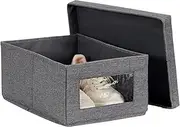 Store. It 672623 Shoe Box with Window, Polyester, grey, 34 x 23 x 15 cm