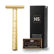 HENSON SHAVING AL13 Shaver MEDIUM (BRIGHT GOLD) with 5 replacement blades.