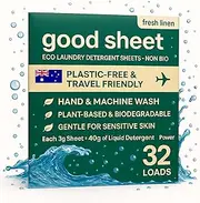 Eco Laundry Detergent Sheets, Lightly Scented, No Plastic, Great for Travel, Plant-Based, 32 Washes, Fully Degradable Laundry Sheet Strips For Washing Clothes