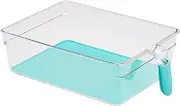 Amazon Basics Handled Fridge Storage Bins, X-Large (2-Pack), White,blue