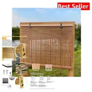 Elegant Bamboo Roller Shades - Light Filtering Curtains for Indoor & Outdoor Use