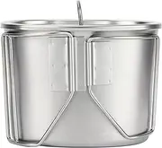 Canteen Cup, 5.9x3.9x2 inch Stainless Steel Canteen with Lid and Foldable Handle, Easy to Clean Camping Accessories for Outdoor