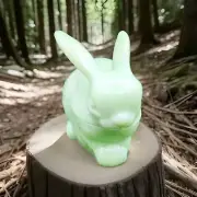 Depression Style Green Jadeite Farmhouse Big Easter Rabbit Covered Candy Dish