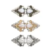 Cloak Clasp Set, 3Pcs Alloy Vintage Sweater Clips with Rhinestone, Style 4
