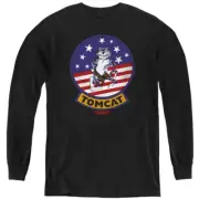 Top Gun Kids Long Sleeve Shirt Tomcat Patch Black Tee
