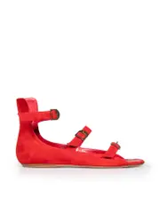 Red Suede Strappy Gladiator Sandals