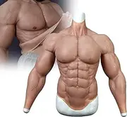 Silicone Fake Chest Muscles No Oil Fake Chest Muscle Costume Body Suit for Cosplay Crossdress Dragqueen Halloween Props,Caucasian