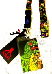 ATARI CENTIPEDE RETRO VIDEO GAME 2018 LANYARD W/ID HOLDER & CHARM FOB-COOL-NEW