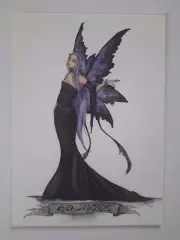 GO AWAY Fairy in a Black Dress FAIRY POSTCARD ART PRINT BY AMY BROWN