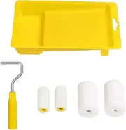YQkangzhu 6Pcs Mini Foam Paint Roller, 2in Small Paint Roller Tray Set, Painting Decorating Kit, Corners Touch Up Trim Brush, Wall Mural Repair Roller for Cabinets, Furniture, Stenciling, Art Crafts