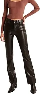 [Generic] Womens Faux Leather Pants High Waist Straight Leg Pants with Pockets