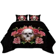 Skull Roses and Vintage Pistols Coverlet
